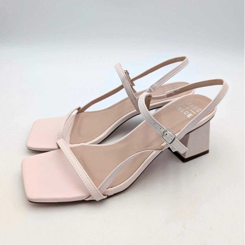 Chase and Chloe Maple Slingback Block Heel Sandal Womens Neutral Size US7.5 EU38